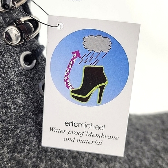 Eric Michael Caterina Waterproof Lace Up Grey Wool Blend  Ankle Boots Sz 36 / 6 - Picture 11 of 14